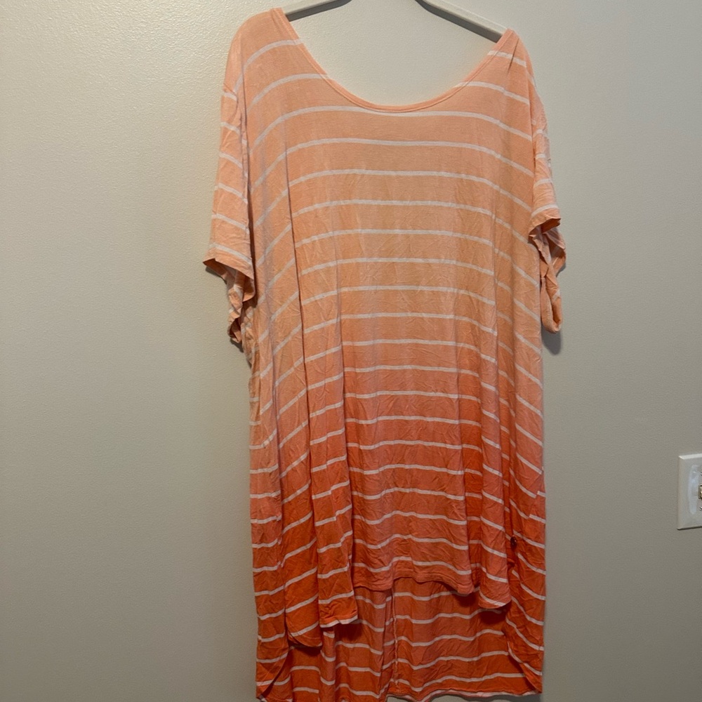 LIVI Lane Bryant Striped Orange and White Peach Ombré Top Size 30/32